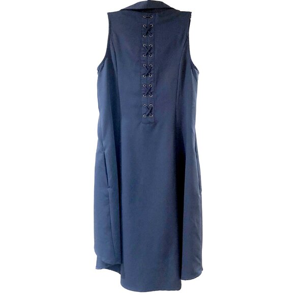 NWOT Simply Noelle Navy Sleeveless High Low Hem Dress with Lace-up Size XS - Picture 4 of 8